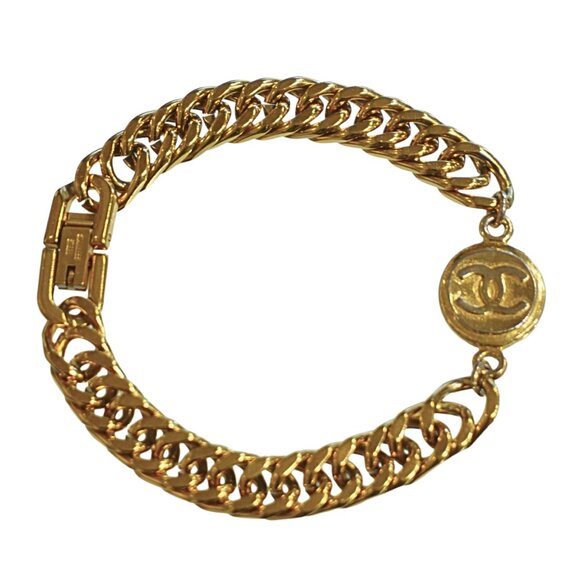 Repurposed Chanel Pendant in Large Cuban Link Bracelet - Picture 1 of 3